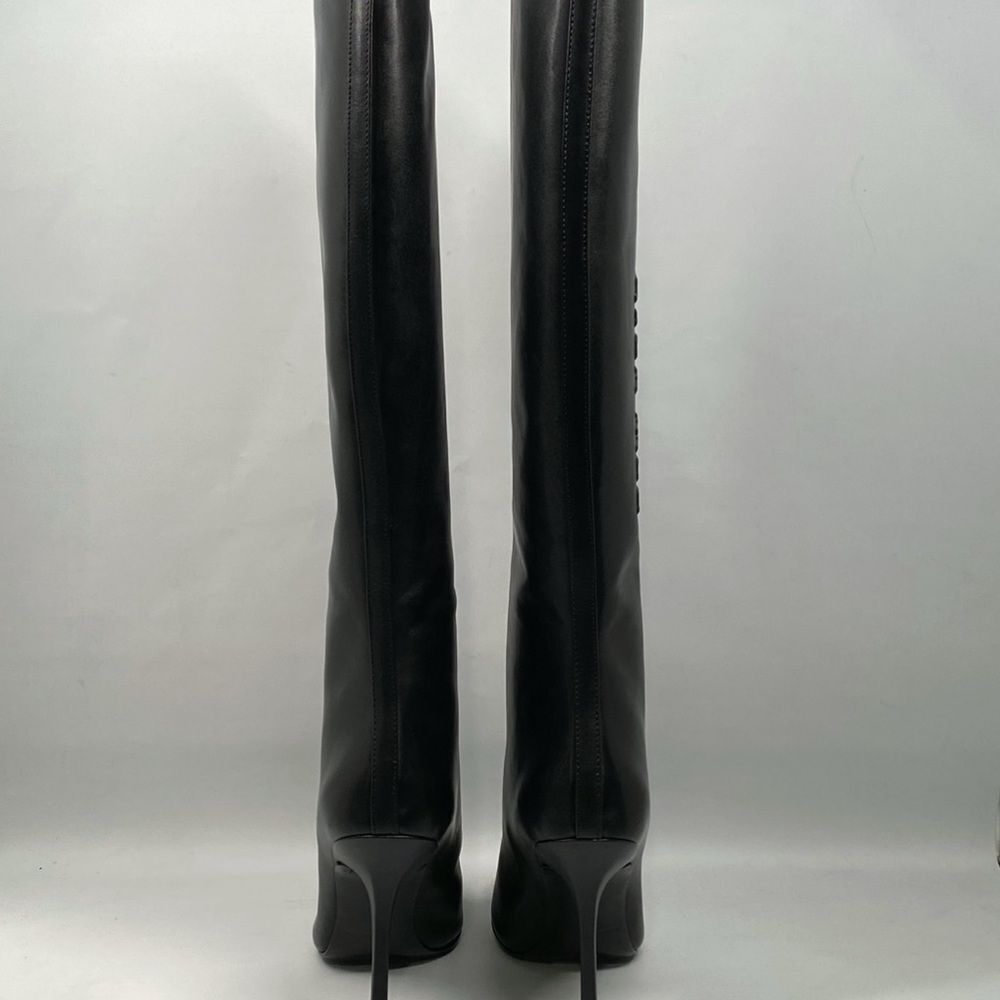 Alexander Wang Delphine brand-embossed leather heeled knee-high boots size 36.5 - Picture 7 of 15